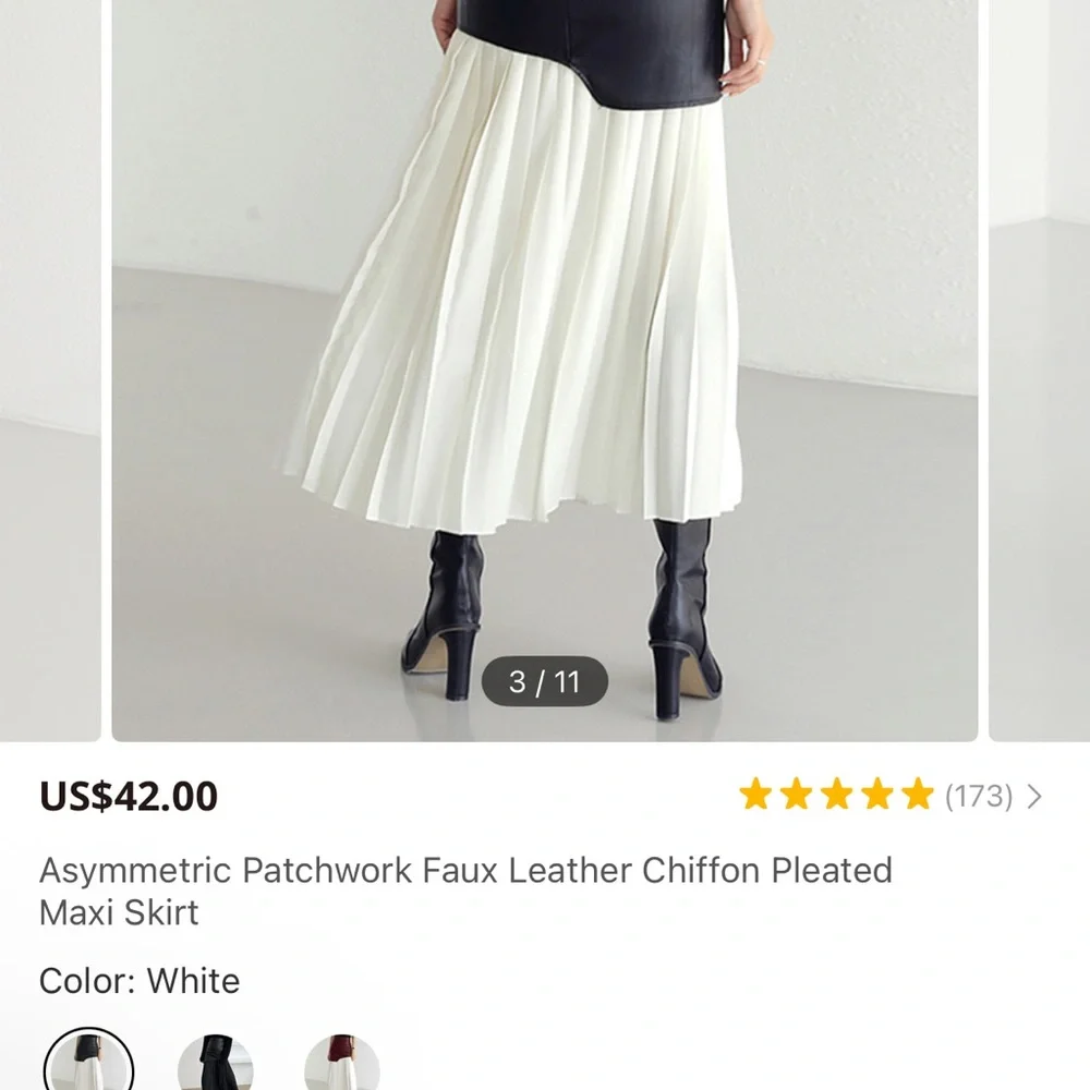 NWT- Black and White Pleated Women's Skirt - Picture 2 of 4